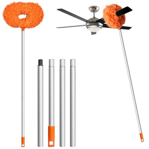 Image of Eunice Ceiling Fan Cleaner Duster with Extension Pole, Orange 4.2FT