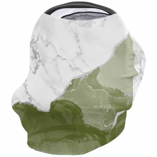Nursing Cover for Breastfeeding Scarf, Sage Green Marble Pattern Baby Car Covers Super Soft Multi Use for Canopy Shopping Cart Cover Blanket Stroller Cover
