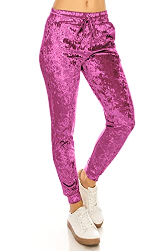 ALWAYS Women Velvet Jogger Pants - Crushed Velour Solid Basic Premium Soft Stretch Warm Winter Sweatpants Joggers Lavender Small - image 3