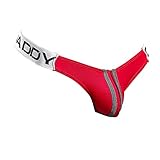 Mens Micro Thong Sexy Elastic Waistband Hot V-Shaped Pouch Enhancing Underwear Red