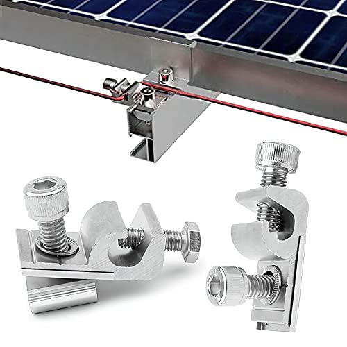 Standard Solarpanel Erdungsclip für Solar Montage System, 4 Stücke Erdungsklemme Boden Erdung Lug Solarmodul Montagehalterung Erdungsösen, Befestigungen, Photovoltaik Unterstützung