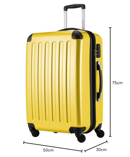 HAUPTSTADTKOFFER - Alex - Maleta Rígida Equipaje Grande, Trolley con 4 Ruedas multidireccional, 75 cm, 119 litros, Colore Giallo