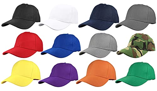 Image of Gelante Plain Blank Baseball Caps Adjustable Back Strap Wholesale LOT 12 PC'S