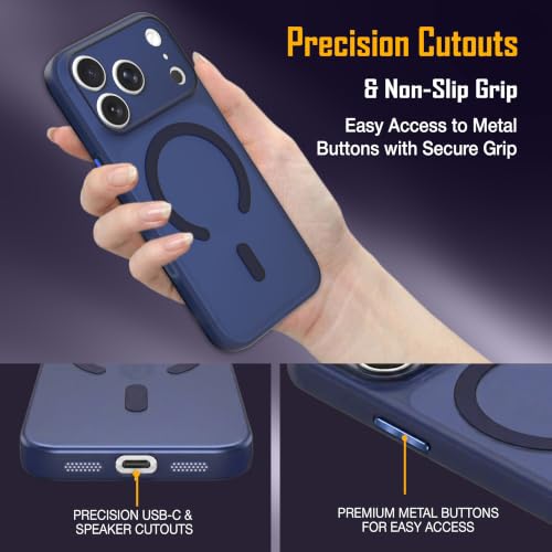 Image of ZAP CASE Paper Thin Case for iPhone 17 Pro | Ultra-Slim 0.5 mm Back Cover | Metal Buttons | Lightweight | Matte Finish | Anti-Fingerprint | Scratch Resistant | Camera Protection | Magsafe | Blue