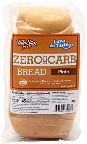 ThinSlim Foods Zero Net Carb Keto Bread | Low Carb Bread | Plain (Pack of 1)