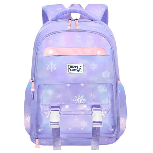 Mochila Menina Escolar Juvenil Espaçosa Bolsa Moderna Com Estojo Embutido Criança Unicórnio Viagem Média Alça Acolchoada Confortável Costa (Lilas)