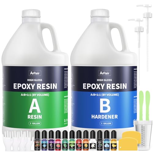 Arflair Epoxy Resin 2 Gallon Kit (1 Gal2) Crystal Clear Art Resin Strong Anti-Yellowing No-Bubble 1:1 Casting & Coating for Crafts Jewelry Making Molds & Wood Projects