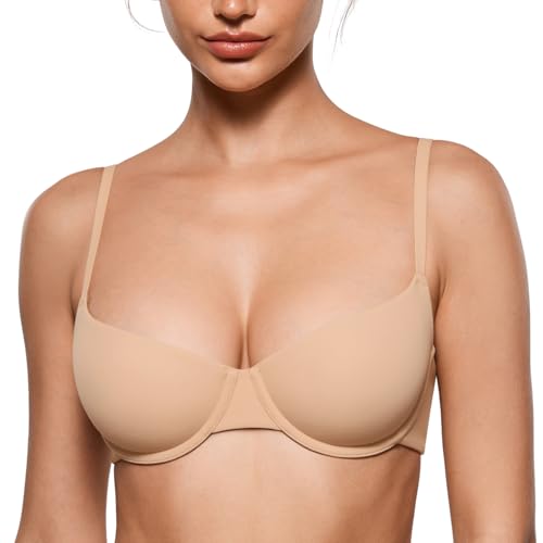 INLYRIC Women's Inbarely Plus Balconette Bra - Demi Unlined No Padding Underwire Comfort Natural Support Everyday Bras