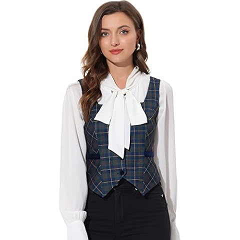 Allegra K Vintage Green Tweed Waistcoat Vest Cover