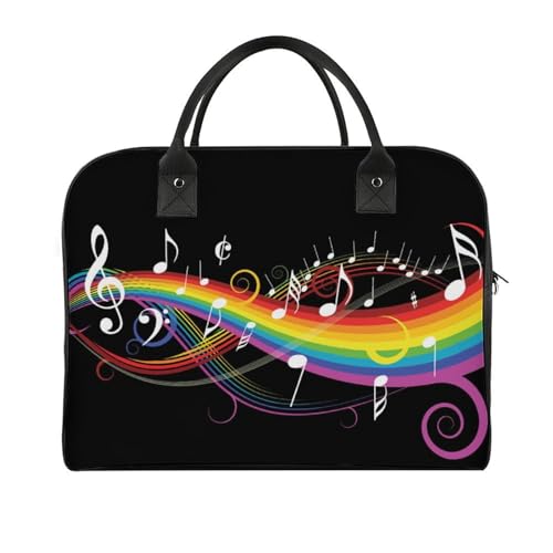 JZemdybill Bolso de viaje, bolso de mano de oso polar, bolso de hombro casual, bolso de mensajero cruzado, Nota musical de arco iris, Talla única