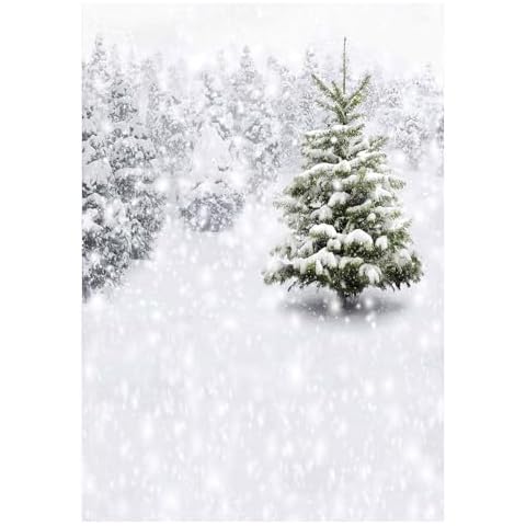 Allenjoy 5x7ft Photography Christmas Photo Backdrops Xmas New Year Winter Forest Background for Kids Baby Shower Newborn Snow Trees Holiday Party Decoration Pine Snowy Photo Booth Supplies Cover