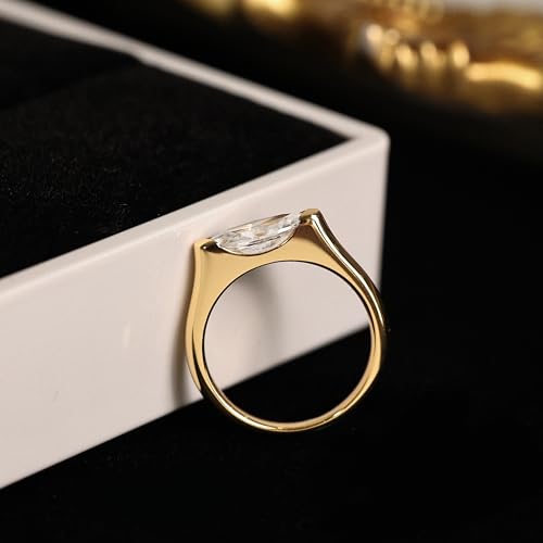 Marquise-Cut Ring for Women, Thick 18K Gold-Plated on 925 Sterling Silver for Long-Lasting Shine – Ideal Gift for Engagement, Anniversary, or Birthday3