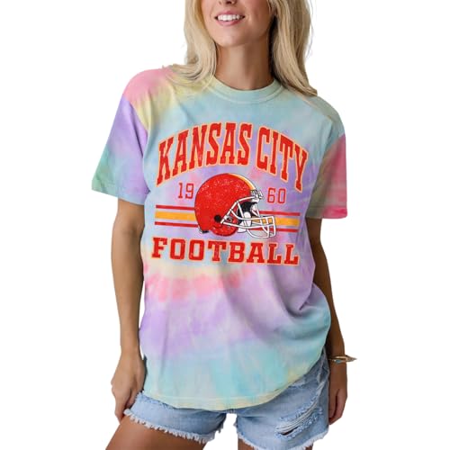 T-shirt de football pour femme tie-dye et urbain décontracté