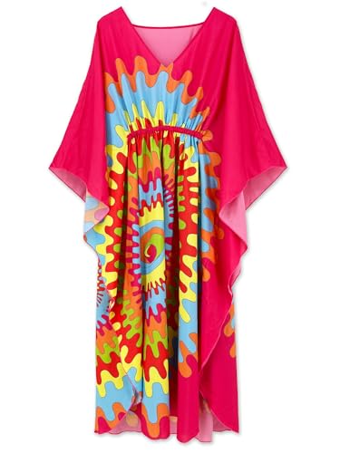 Image of Moss Rose Kaftan Dresses for Women V Neck Summer Swimsuit Cover up Caftan Maxi Beach Dresses