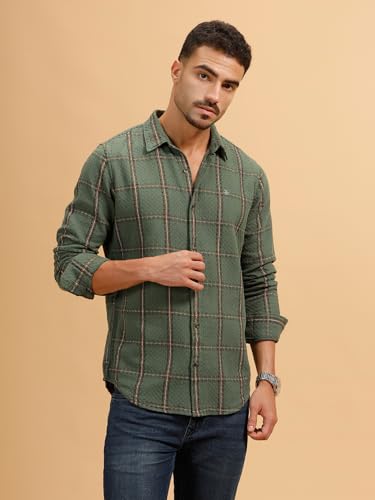 Image of WROGN Men's 100% Cotton Shirt | Checkered Pattern | Slim Fit