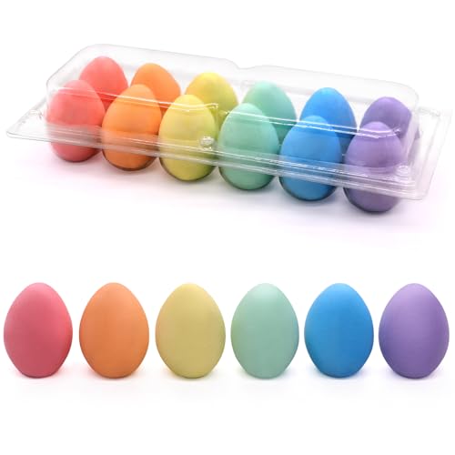 JoyRapt 12PCS Easter Egg Sidewalk Chalk for Kids Egg Chalk Easter Basket Stuffers for Kids Boys Girls Toddlers Outdoor Play Washable Sidewalk Chalk Party Favors (12PCS)