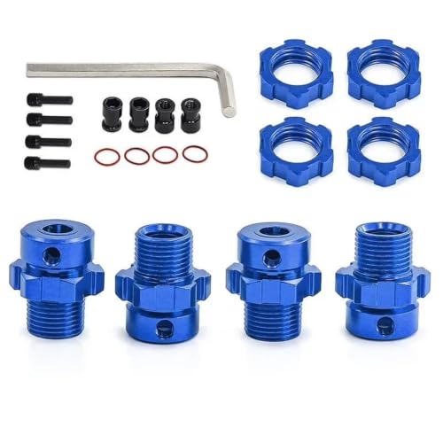 Adaptateur hexagonal en métal bleu pour élargir les roues de voiture RC 1/10
