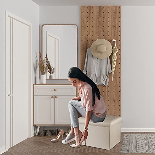 Image of ALASDO Ottoman Storage Ottoman Footrest Stool Foldable Foot Rest Footstool Bench for Living Room 17x13x13inches Beige