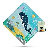 SilverRack Kinder Duschmatte rutschfest 53x53 cm (Wal Motiv) - Antirutschmatte Dusche BPA frei für Kinder - Badematte rutschfest, maschinenwaschbar u. schimmelresistent - Bedruckte Duscheinlage