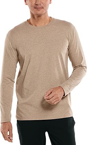 Coolibar UPF 50+ Morada Everyday - Camiseta de manga larga para hombre, protección solar, gris pardo jaspeado, XX-Large
