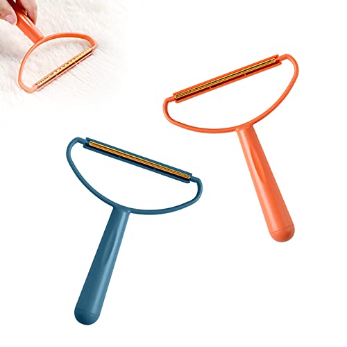 Jaimela Removedor de Pelusa [2 Piezas], Portátil afeitadora de Pelusa Reutilizable para Ropa Alfombra Pet Hair Fuzz (Azul y Naranja) Cover