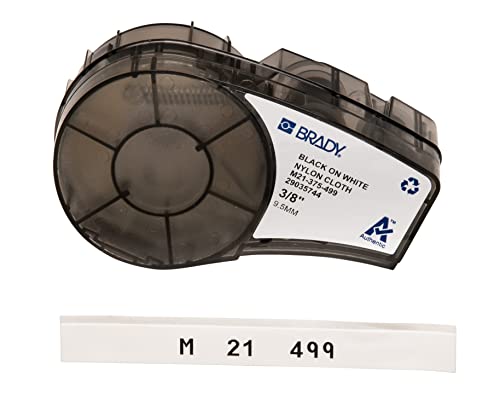 Image of Brady Authentic (M21-375-499) Multi-Purpose Nylon Label for General ID, Wire Marking, and Lab Labeling, Black on White- For M210, M210-LAB, M211, BMP21-PLUS and BMP21-LAB Printers, .375 inch W, 16' L