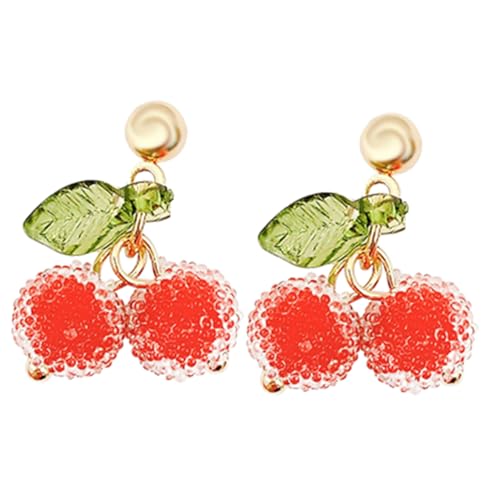 DEARMAMY 1 Par Pendientes De Cereza Pendientes De Aretes Colgantes De Cereza Pendientes De Niñas Pendientes Colgantes Pendientes Kawaii Pendientes Estéticos Colgante De Oreja Resina