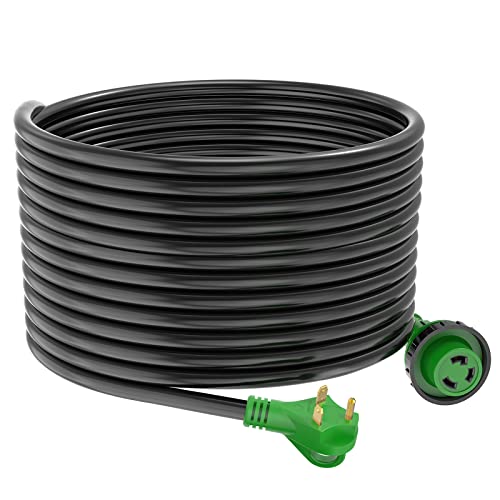 RVGUARD 30 Amp 50 Feet RV Power Extension Cord, Heavy Duty STW Wire with LED Power Indicator and Cord Organizer, 30 Amp Male Standard to 30 Amp Female Locking Connector, Green, ETL Listed RVGUARD 30 Amp 50 Feet RV Power Extension Cord, Heavy Duty STW Wire with LED Power Indicator and Cord Organizer, 30 Amp Male Standard to 30 Amp Female Locking Connector, Green, ETL Listed