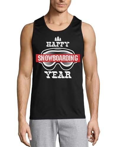 Débardeur en coton Happy Snowboarding Year de qualité supérieure pour homme, coloris noir