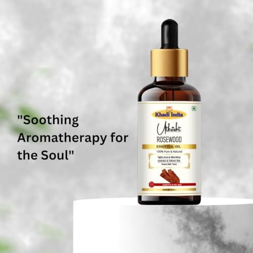 Image of Khadi Rosewood Essential Oil 15 ml | Pure & Natural | Oil for Skin, DIY & Massage | Muscle Relaxation & Anti Aging | Face & Body Massage Oil | All Skin Types | Aromatherapy for Men & Women