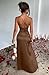 Memoriesea Women's Sexy One Shoulder Satin High Split Cocktail Wedding Party Maxi Dress Brown