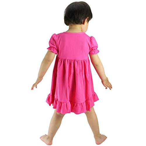 Wennikids Little Baby Girls' Short Sleeve Cotton Princess Dress Medium Light Blue #TOP4