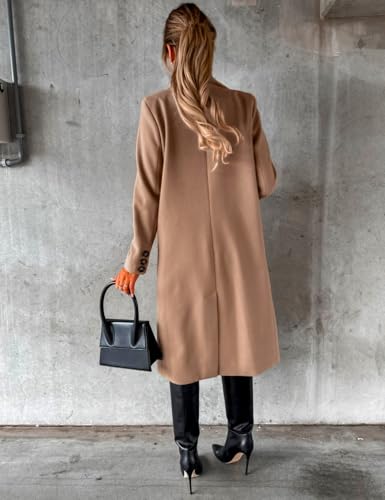 Image of IDEALSANXUN Womens Long Wool Coat Double Breasted Trench Coat Fall Winter Clothes