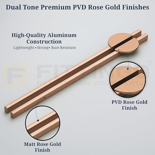 Image of Polo 63 cm Aluminum Wardrobe Handle /Rose Gold TT Finish /600mm Hole to Hole /Large Wardrobe Door Handle /Modern Interior for Home /Handle for Wardrobe - Pack of 1(Right)-| 3 Years Warranty |