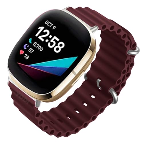 Image of YODI Watch Band Compatible with Fitbit Versa 4 / Fit bit Versa 3 / Fitbit Sense /Sense 2 Band, Soft Replacement Silicone Wristband for Women Flexible Waterproof Sport Watch Strap for Men Large