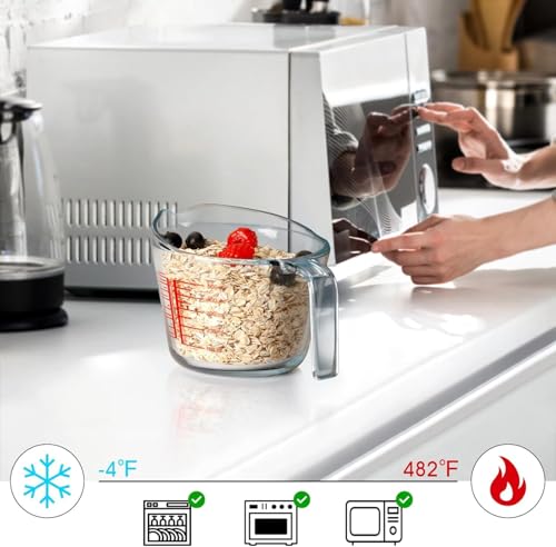Image of Incrizma 500ml Glass Measuring Cup, Heighten Spout for Easy Pouring, Clear with Red Measurements | Measuring Cups for Baking and Cooking, Glass Measuring Cups Measuring Jugs for Kitchen