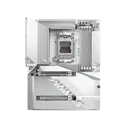 Image of GIGABYTE B850 AORUS Stealth ICE Reverse-Connect ATX Motherboard, Support AMD Socket AM5 Processors, DDR5, 14+2+2 Power Phase, 4X M.2, PCIe 5.0, USB-C, WIFI7, 5GbE LAN, EZ-Latch, 5-Year Warranty