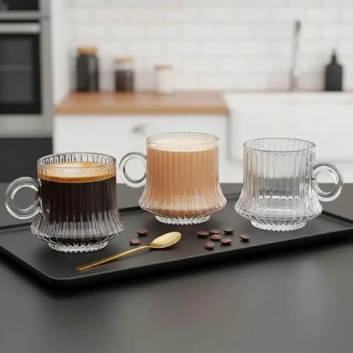 Image of MULTI ZONE 200 ML Crystal Clear Toughened Glass Tea Cup with Convenient Solid Handle Cups, Espresso Mug Set for Tea, Coffee, Hot /Cold Drinks (DSCF063-2B)