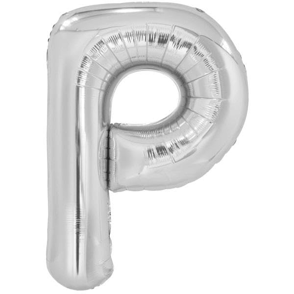 Amscan 9909565 9909565-Silber Buchstabe P SuperShape Folienballon-39, silber