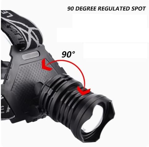 Miniatura 6 de Linterna frontal recargable LED ultra brillante  90.000 lúmenes, 12 horas de funcionamiento, batería de 7500 mAh, 5 modos de luz, 90 ajustable,