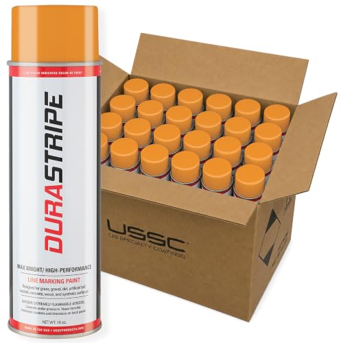 Image of Athletic Field Marking Paint - 2 Cases of 12 T-Tip Spray Cans (24 Total), 18 oz Each - Bright, Durable Field Striping Paint (Orange)