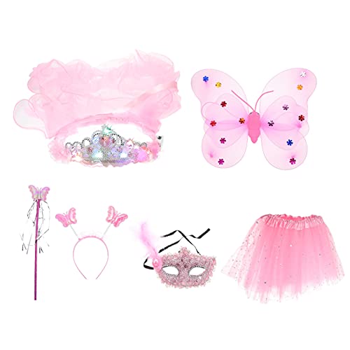 ifundom 1 Definir Meninas Borboleta Set Traje de Malha De Rosa Saia de Tule de Fadas Vara Asa Coroa