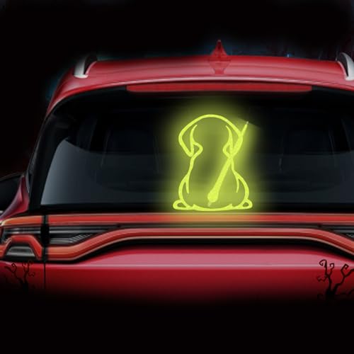 Image of Dog Decal Vinyl Sticker, Rear Wiper Decal Cute Dog Moving Tail Wiper Decals Reflective Stickers Windshield Wiper Stickers Window Wiper Decals Tags for Rear Vehicle Wipers (Fluorescent Green)