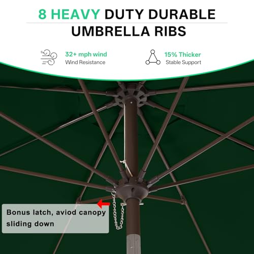 Image of ABCCANOPY 9ft Scalloped Patio Umbrella, Outdoor Table Umbrella with Tilt and Crank, Fiberglass Ribs Deck Umbrella for Patio, Pool, Garden, Picnic (Green)