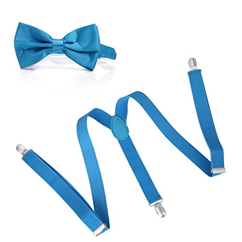 Juego de corbata y tirantes para hombre en azul cielo