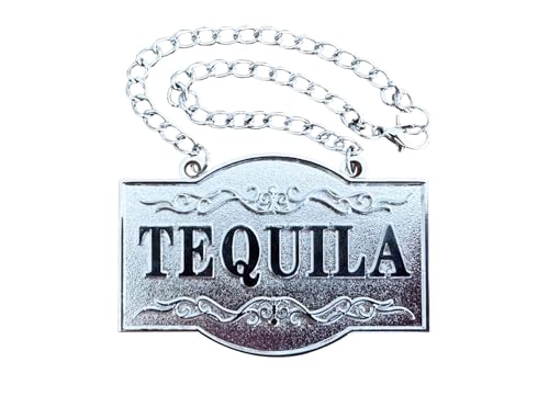 IcyPeak 1PSC Decanter Tag - Gorgeous Silver - Tequila Decanter Tag with Adjustable Chain - Liquor...