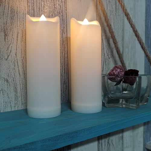 Image of 2 inchx 6 inch LED Flameless Candles with Timer Battery Operated Outdoor LED Lights Fake Flickering Waterproof Candles for Home Decorations Garden Decor Wedding Party Christmas Party Set of 2