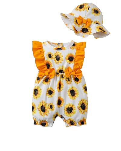 Image of SUNNY PIGGY Newborn Baby Girl Clothes Baby Girl One Piece Romper Fall Winter Long Sleeve with Hat Sets Cute Infant Outfits
