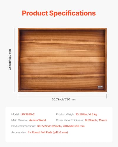 Image of VEVOR Noodle Board Stove Cover, Stove Top Cover Board for Gas Burner & Electric Stove, Acacia Wood Cutting Board with Built-in Handles, RV Stovetop Cover /Kitchen Sink Cover for Counter Space & Tray