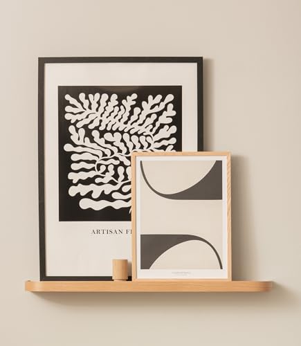 Kazai. Étagère Murale 'Toke' | Tablette à Photos en Placage de Bois Véritable | Étagère Flottante pour Photos, Déco Murale et Rangement en Salle de...